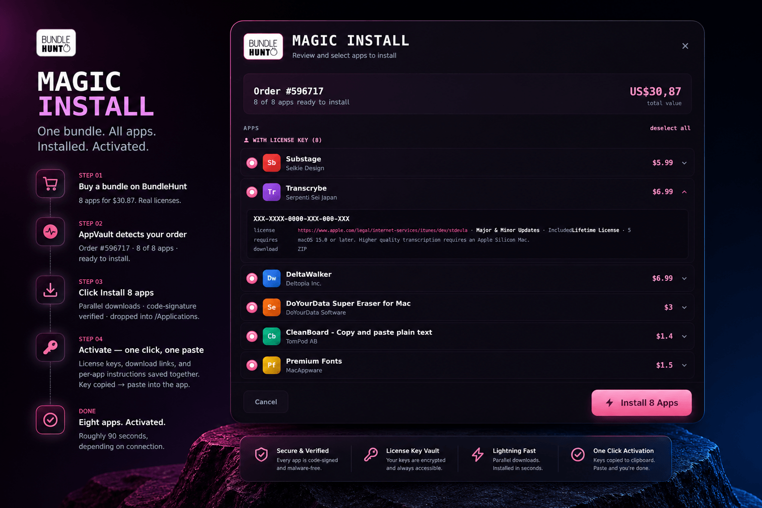 Magic Install — review and select apps to install